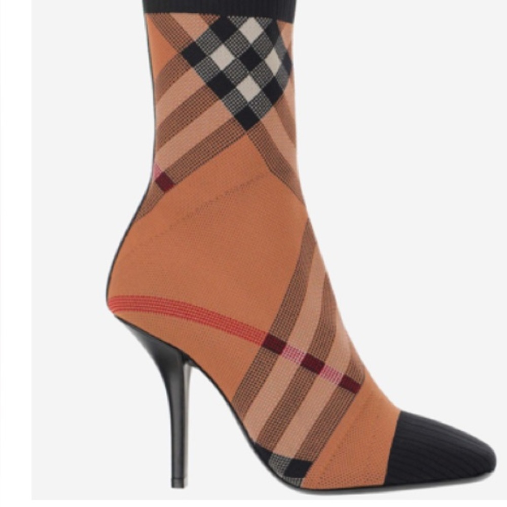 Burberry Plaid Ankle Boots - Black and Tan